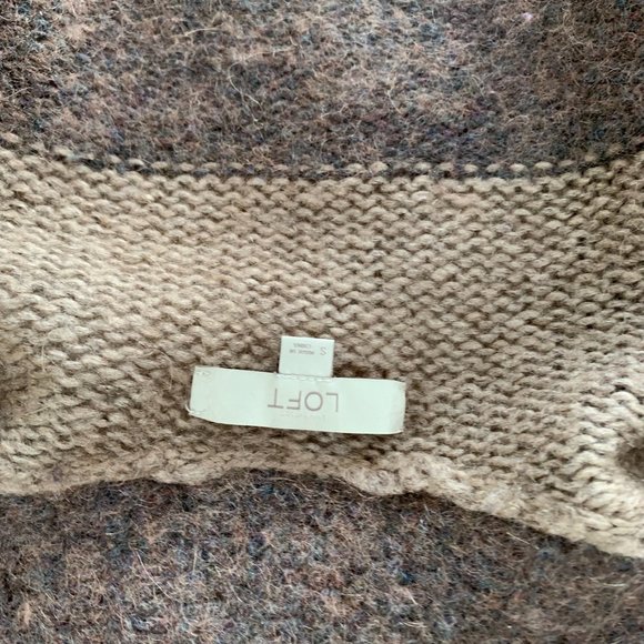 LOFT Cabana Stripe Long Sleeve Sweater Cardigan with High Collar - Picture 11 of 14